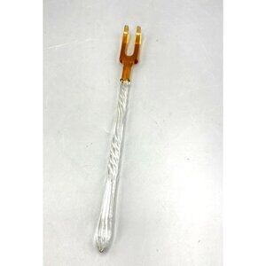 Vintage Glass & Amber Acrylic Forked Cocktail Stirrer 9"